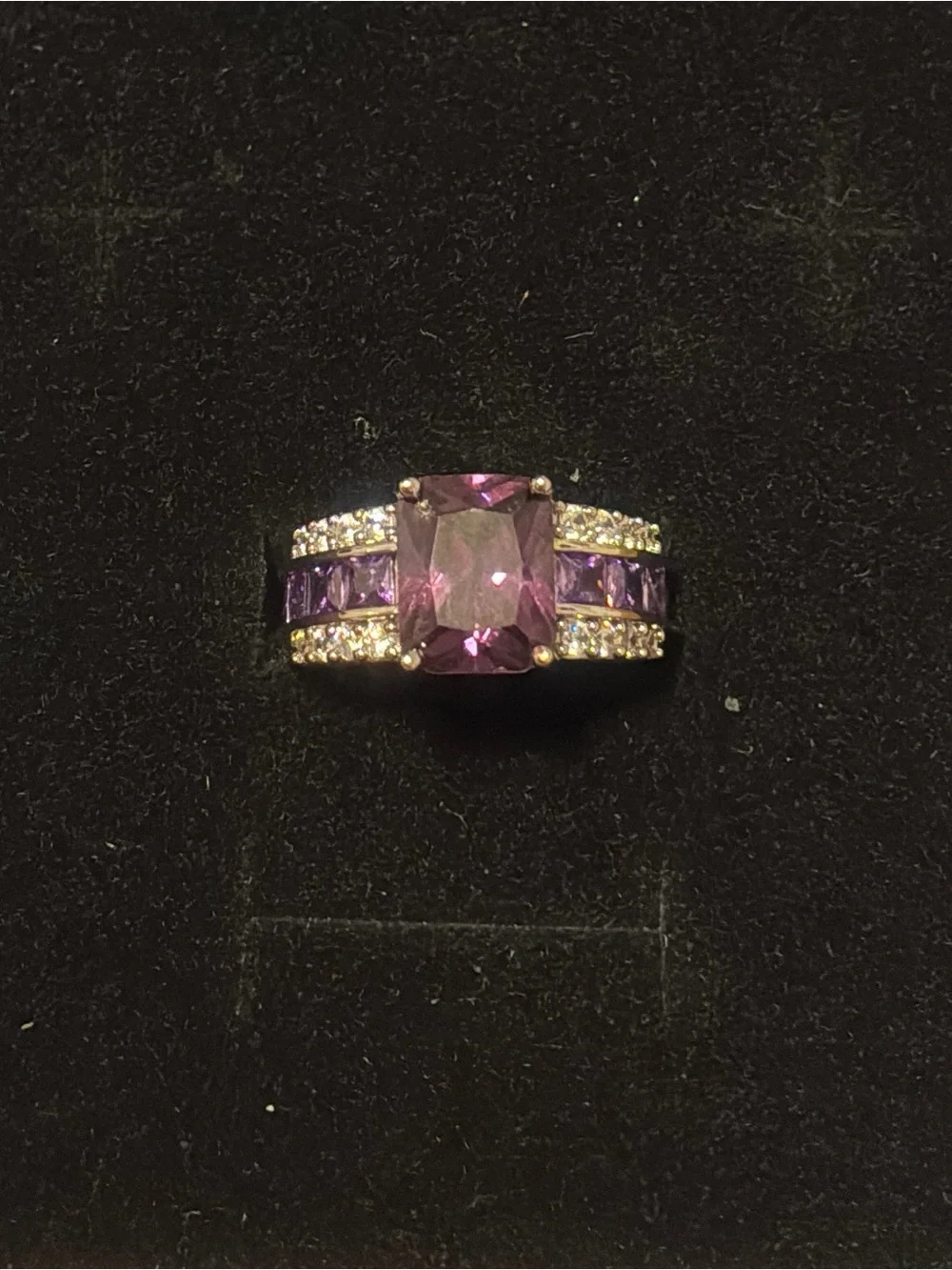 Silver amethyst Chanel ring